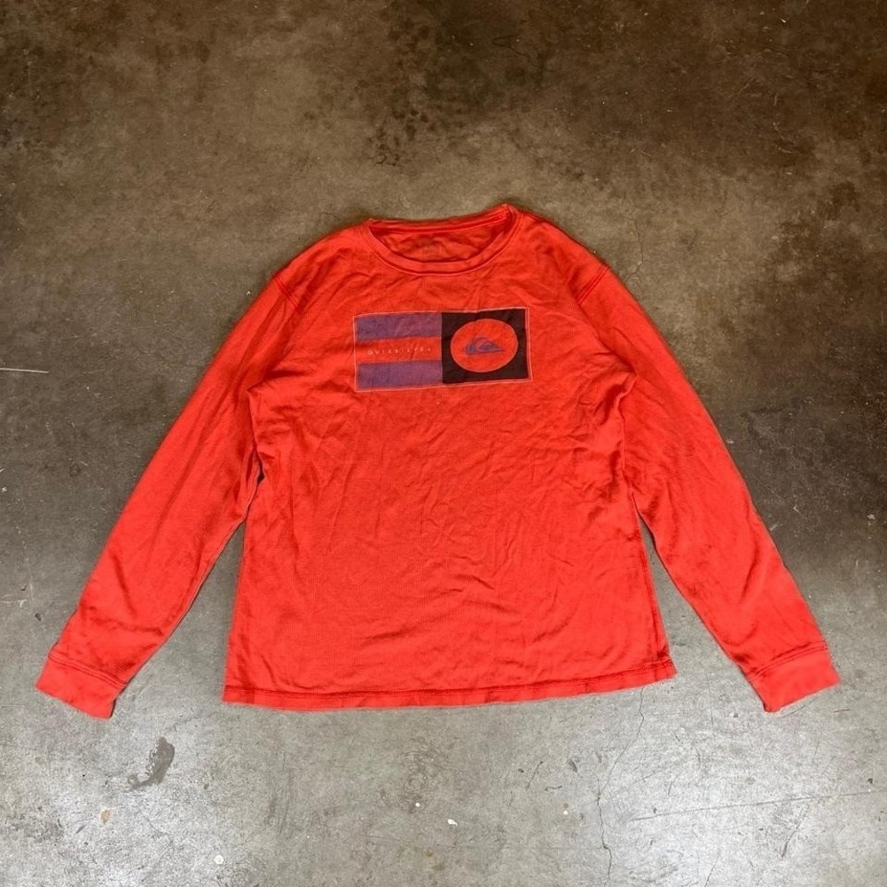 Vintage Y2K Quiksilver orange long sleeve thermal shirt Size men's medium